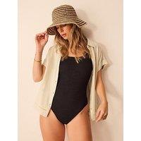 Accessorize Lace Trim Linen Shirt - Brown