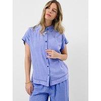 Accessorize Lace Trim Linen Shirt - Blue