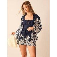 Accessorize Floral Print Shirt - Blue