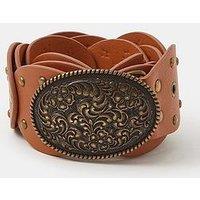Accessorize Western Buckle Oval Disc Belt - Brown