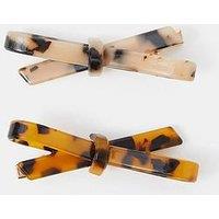 Accessorize 2 Pack Tort Bow Hair Clips - Brown