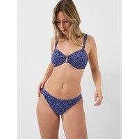 Accessorize Floral Buckle Bikini Top - Blue