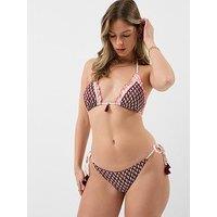 Accessorize Frill Floral Triangle Bikini Top - Red