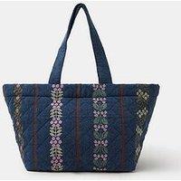 Accessorize Tapestry Quilted Denim Shopper Bag - Blue