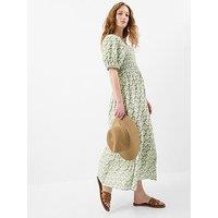 Accessorize Floral Print Puff Sleeve Maxi Dress - Green