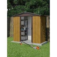 Yardmaster 6 X 4.5 Ft Woodgrain Effect Apex Roof Metal Shed