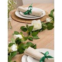 Scottish Everlastings 200Cm Rose & Bud Garland White