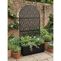 Scottish Everlastings 186X90Cm Metal Planter With Curved Screen Black