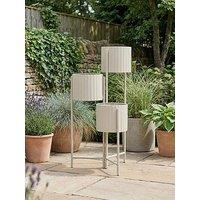 Scottish Everlastings Set Of 3 Indoor/Outdoor Beige Planters