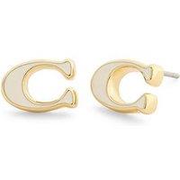 Coach Enamel C Stud Earrings - Cream