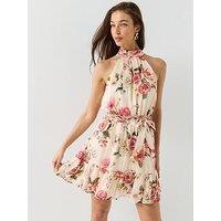 Guess Daniele Floral Halterneck Dress - Pink