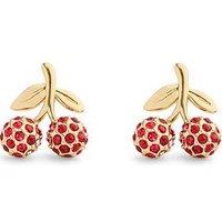 Coach Crystal Cherry Charm Pave Stud Earrings - Red
