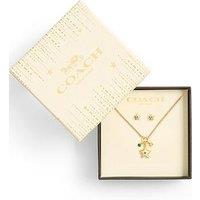 Coach Star Cluster Charm Necklace & Earrings Set - Green