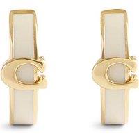 Coach Enamel C Huggie Earrings - Cream