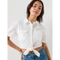 Guess Jeans Gj Cropped Front Tie Top - White