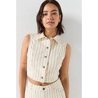 Guess Jeans Gj Striped Cropped Sleeveless Top - Yellow