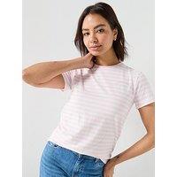 Guess Jeans Short Sleeve Striped T-Shirt - Pink