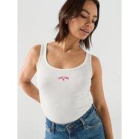 Guess Jeans Gj Rib Embro Tank Top - White