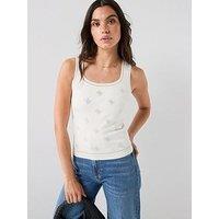Guess Sl 4G Rhinestones Tank Top - White