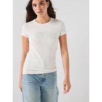 Guess Cn Short Sleeve Logo Lace T-Shirt - White