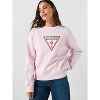 Guess Jeans Logo Triangle Crew Neck Sweatshirt - Pink