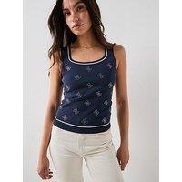 Guess Sl 4G Rhinestones Tank Top - Blue