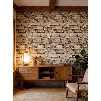 Living And Home 9.5M Rustic Stone Brick Textured Pvc Wallpaper