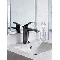 Living And Home Gunmetal Grey Metal Basin Mixer Tap With Single Lever