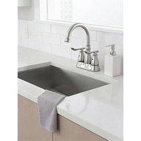 Living And Home Brushed Effect Double Handle Bathroom Sink Faucet With Drainer