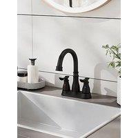 Living And Home Black Double Handle Bathroom Sink Faucet With Drainer