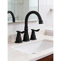 Living And Home Black Double Handle Bathroom Sink Faucet With Drainer