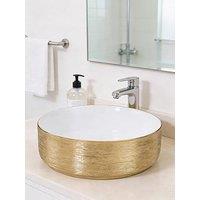 Living And Home Gold Round Ceramic Countertop Washbasin Vessel Sink