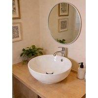 Living And Home Round White Ceramic Countertop Washbasin With Waste Kit