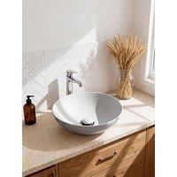 Living And Home Round Light Grey Ceramic Countertop Washbasin With Waste Kit