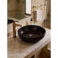 Living And Home Black Round Ceramic Countertop Washbasin Vessel Sink