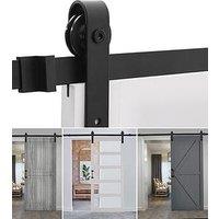 Living And Home 6Ft Black Steel Barn Door Track System Sliding Hardware Kit
