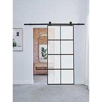 Living And Home Frosted Glass Sliding Barn Door With 6Ft Hardware Kit