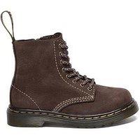 Dr Martens Toddler 1460 Pascal Tumbled Nubuck Lace-Up Boot - Dark Brown