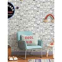 Holden Decor Colour-Me Cats Black & White Wallpaper