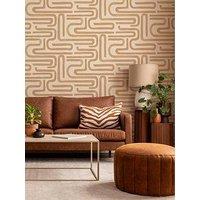 Holden Decor Brushed Geo Orange Wallpaper