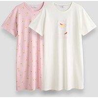 The Very Collection 2 Pack Spicy Margarita Printed Nightdresses - Pink/Cream
