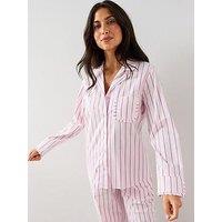 The Very Collection Woven Stripe Revere Pyjama Set - Pink