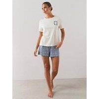 The Very Collection Short Sleeve Dolce Vita T-Shirt And Short Pyjama Set - Blue