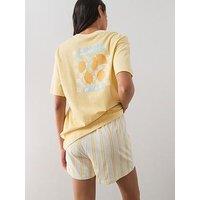 The Very Collection Short Sleeve Lemon Print T-Shirt And Short Pyjama Set - Yellow