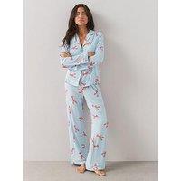 The Very Collection Lobster Long Sleeve Jersey Revere Pyjama Set - Blue