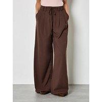 Apricot Pleat Detail Wide Leg Trousers - Brown