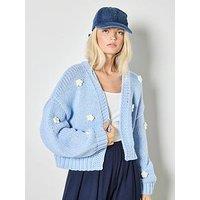 Apricot Colourful Daisies Open Cardigan - Blue