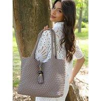Luella Grey Saskia Peat Large Woven Tote - Grey