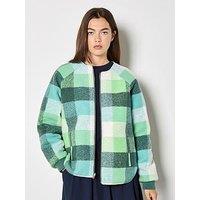 Apricot Check Fleece Reversible Quilted Jacket - Green