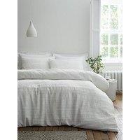 Bianca Waffle Cotton Stripe 100% Cotton Duvet Set White